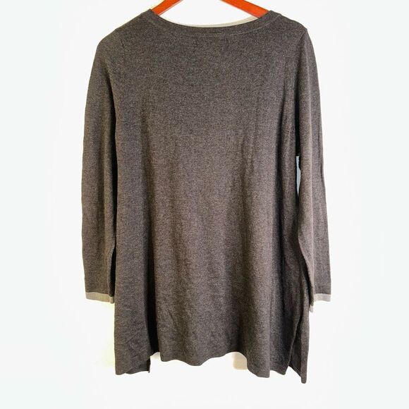 Soft Surroundings Womens Petite L Charcoal Gray Soft & Stretchy Striped Tunic - Picture 4 of 6